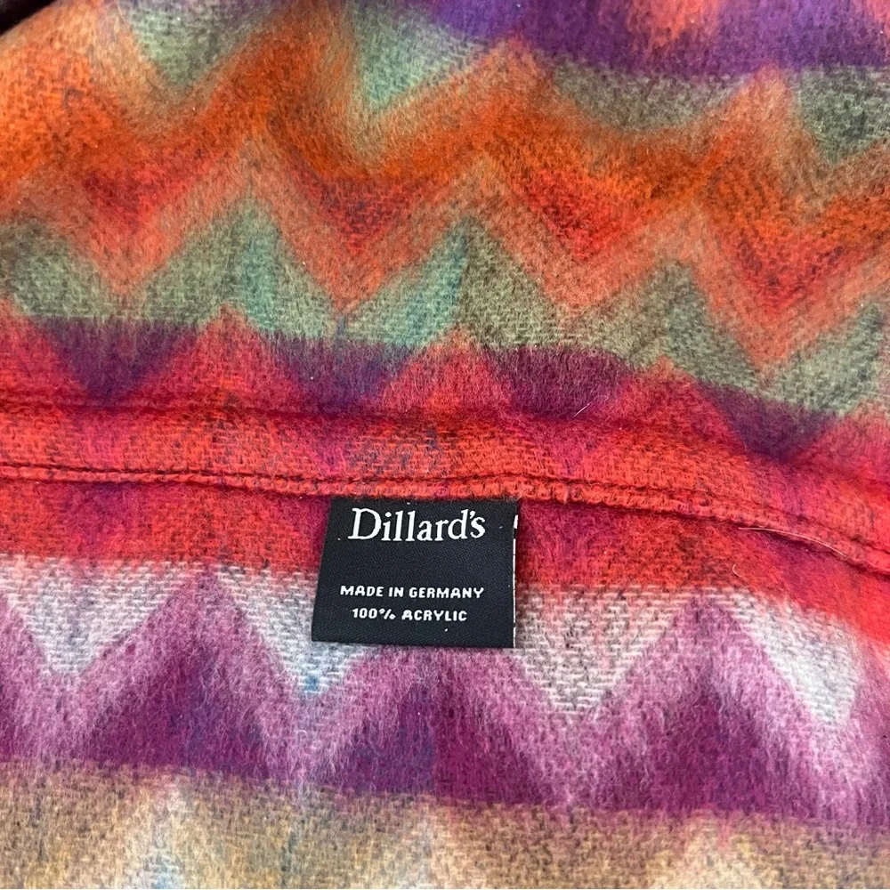 Dillard’s chevron print scarf, colorful, purple & orange